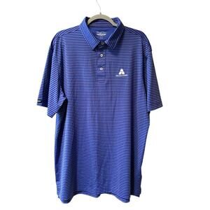 Straight Down Blue Striped Polo Golf Shirt The Boulders Resort Scottsdale AZ